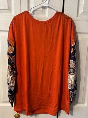 Orange with Boho Designed Sleeves Tunic Boutique Brand - Size Large